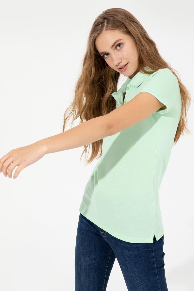 Kadın Mint Basic Polo Yaka Tişört - 50246283112