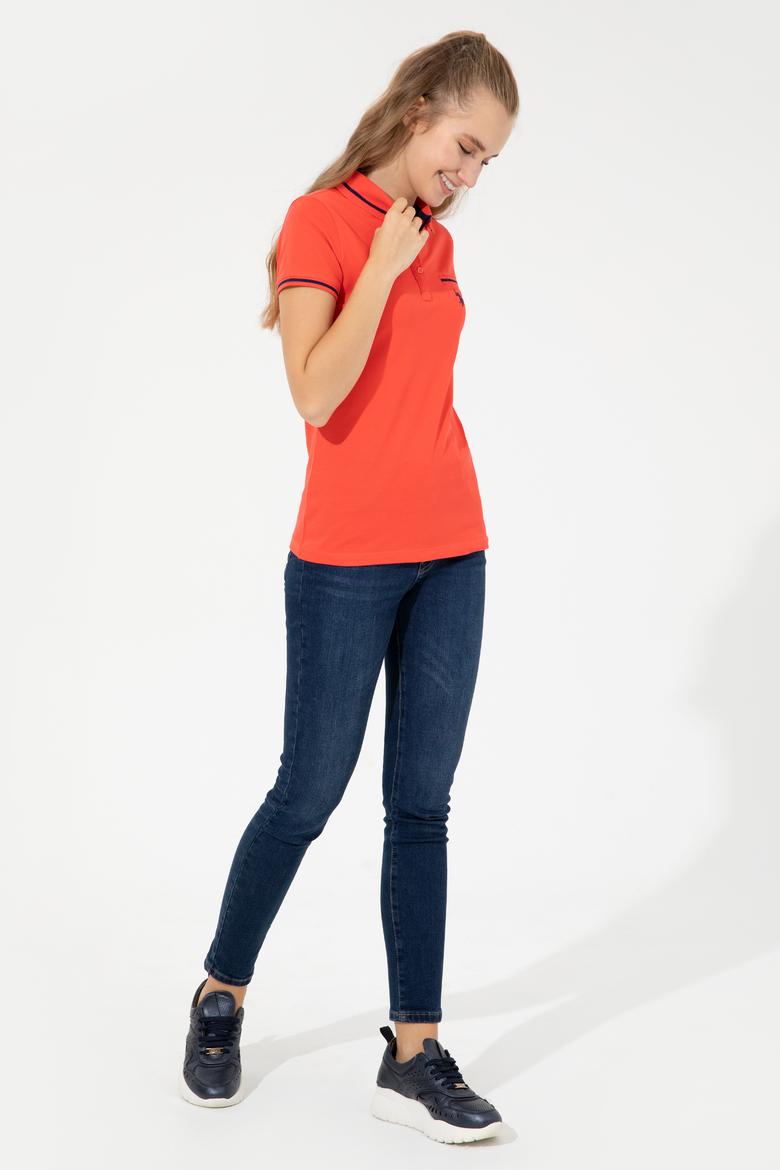 Kadın Kırmızı Polo Yaka Tişört - 50248984088