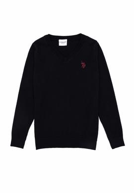 Erkek Çocuk Siyah V Yaka Triko Kazak - 50257649016