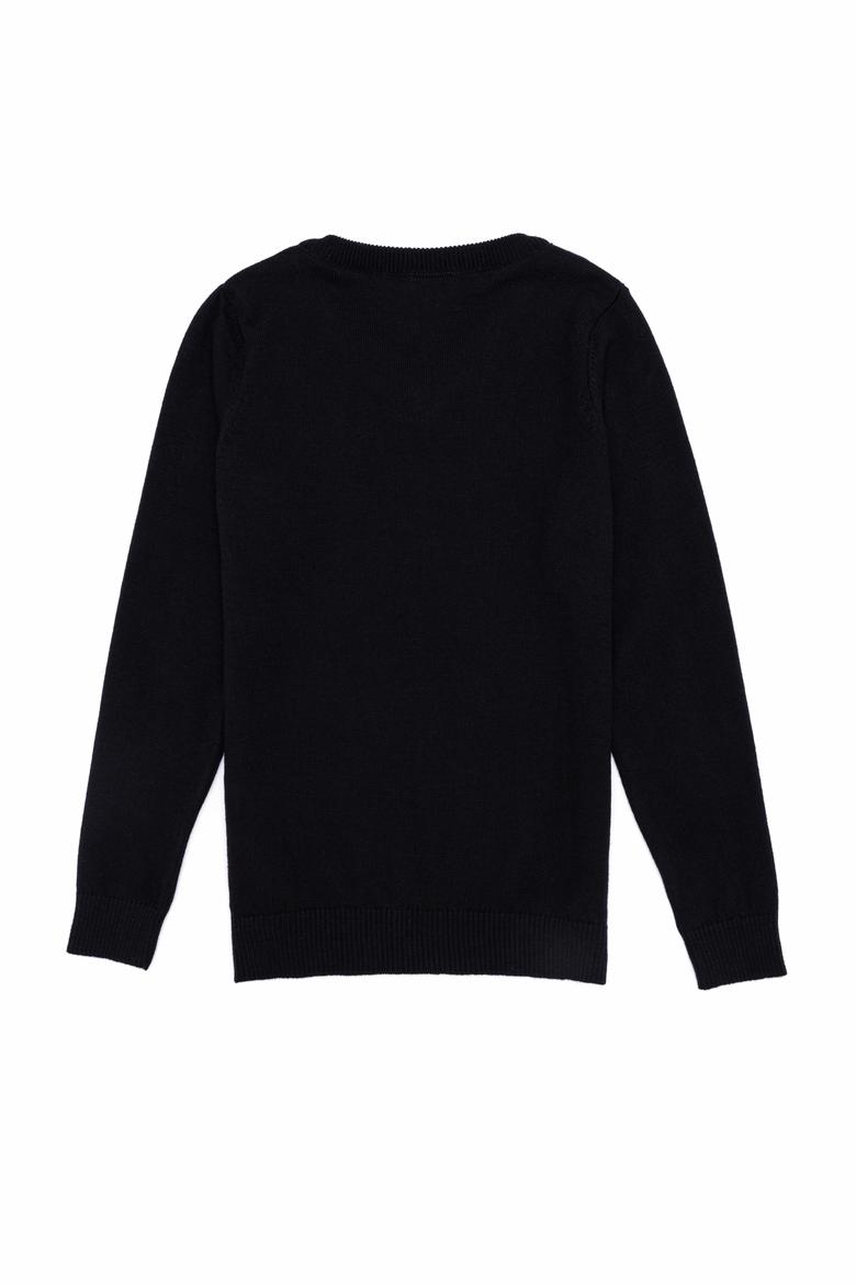 Erkek Çocuk Siyah V Yaka Triko Kazak - 50257649016