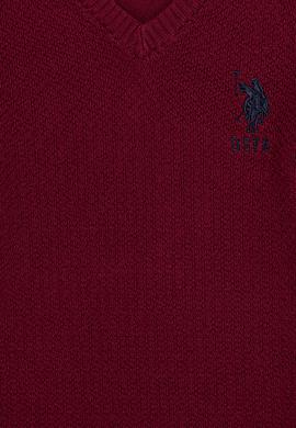 Erkek Çocuk Bordo V Yaka Triko Kazak - 50257688062