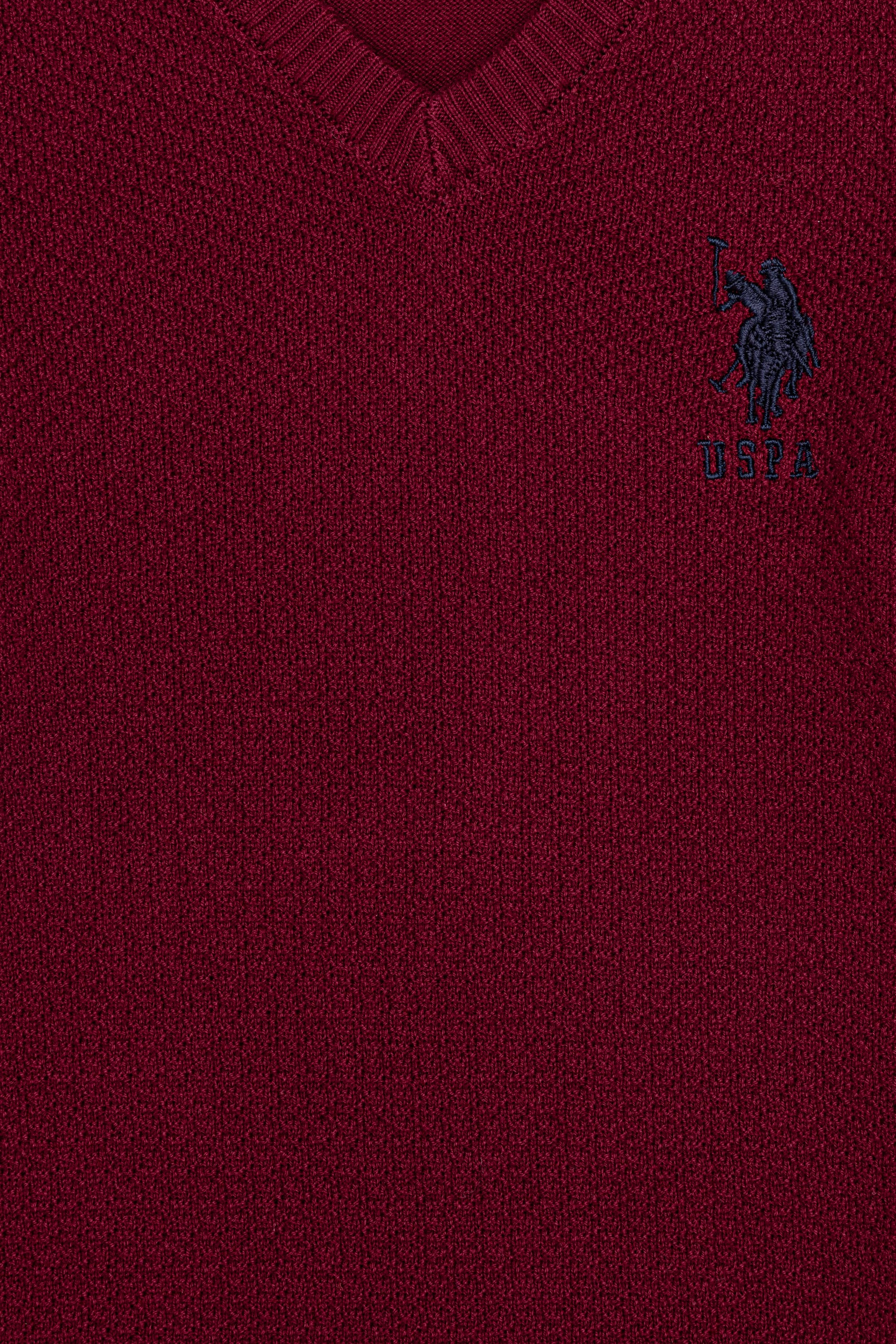 Erkek Çocuk Bordo V Yaka Triko Kazak