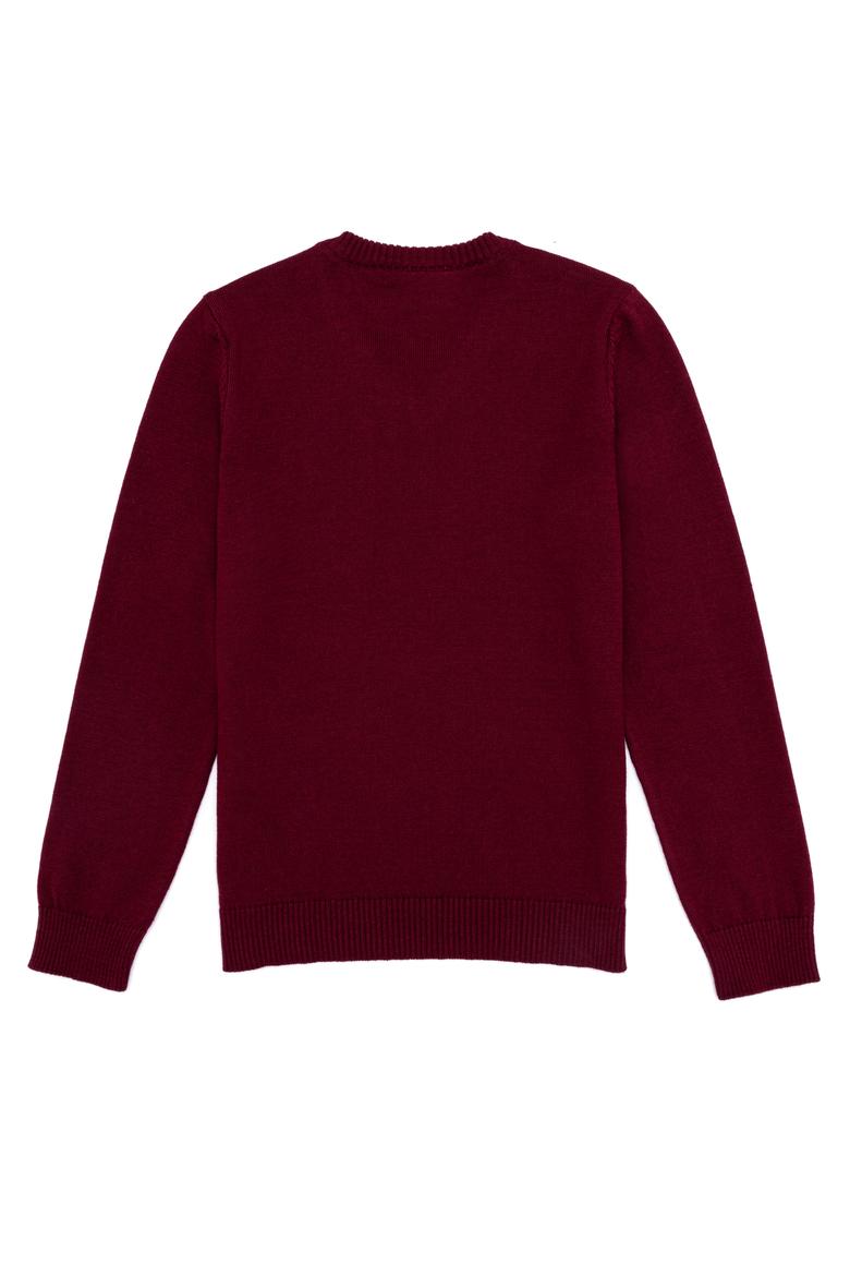 Erkek Çocuk Bordo V Yaka Triko Kazak - 50257688062