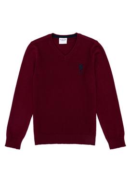 Erkek Çocuk Bordo V Yaka Triko Kazak - 50257688062