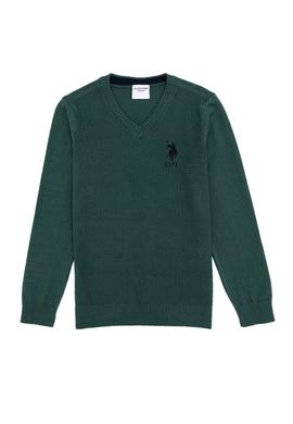 Erkek Çocuk Yeşil V Yaka Triko Kazak - 50257688065