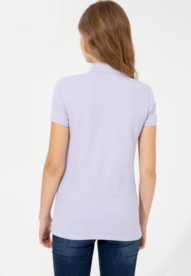 Kadın Lila Basic Polo Yaka Tişört - 50246283029