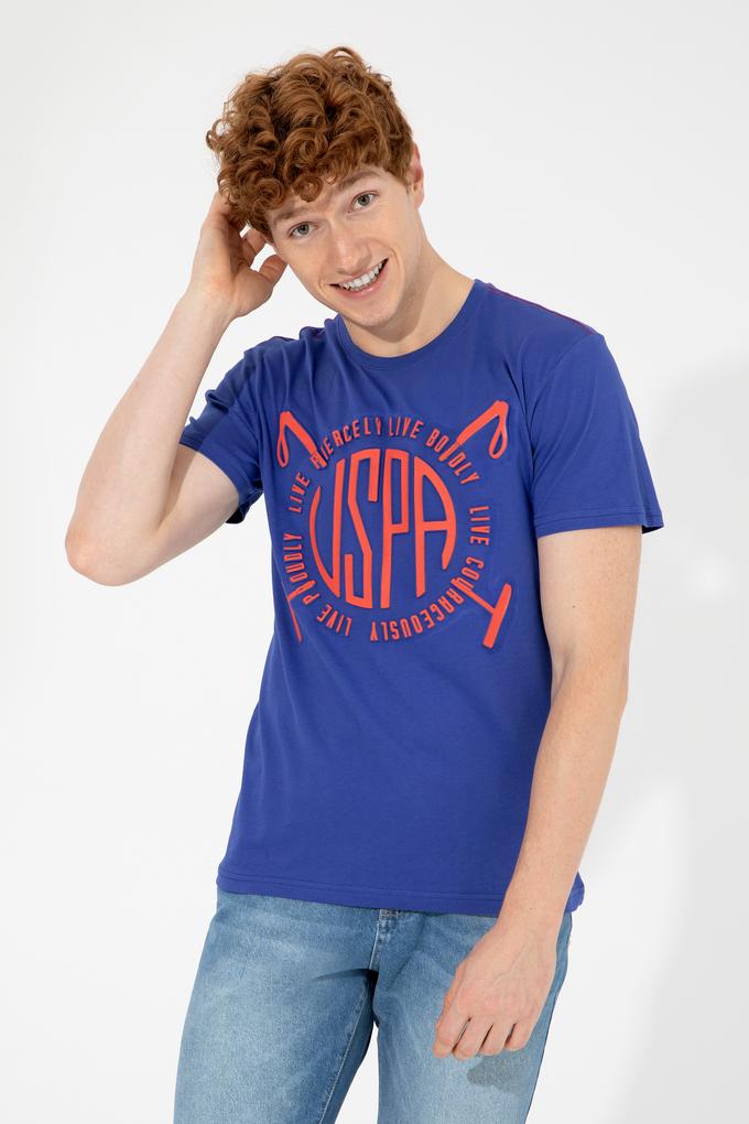 Erkek Mavi Bisiklet Yaka Tişört