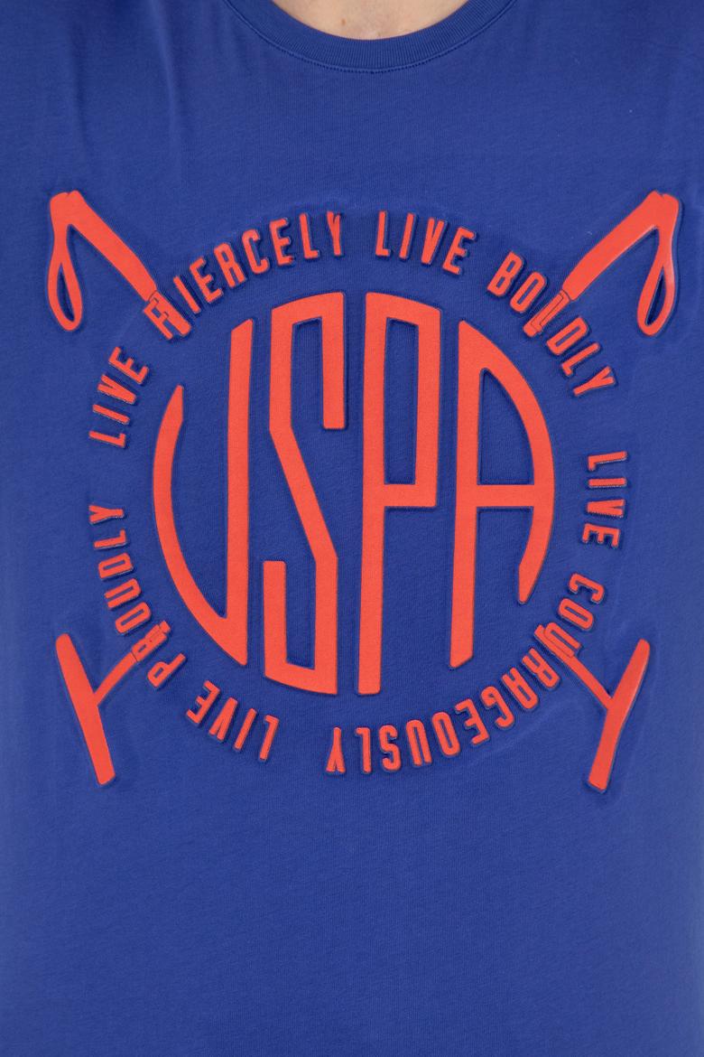 Erkek Mavi Bisiklet Yaka Tişört - 50248557007