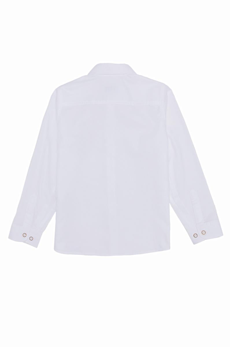 Erkek Çocuk Beyaz Uzun Kollu Basic Gömlek