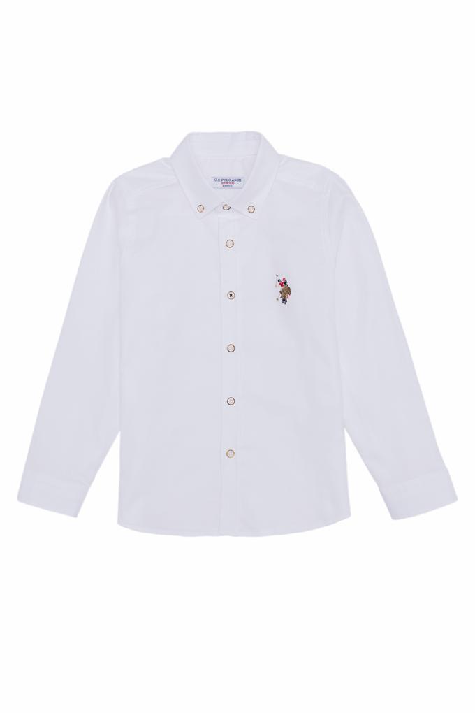 Erkek Çocuk Beyaz Uzun Kollu Basic Gömlek