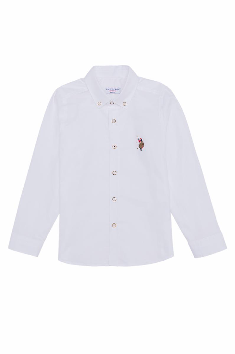 Erkek Çocuk Beyaz Uzun Kollu Basic Gömlek