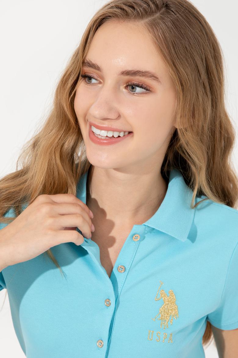 Kadın Turkuaz Basic Polo Yaka Tişört - 50246278142