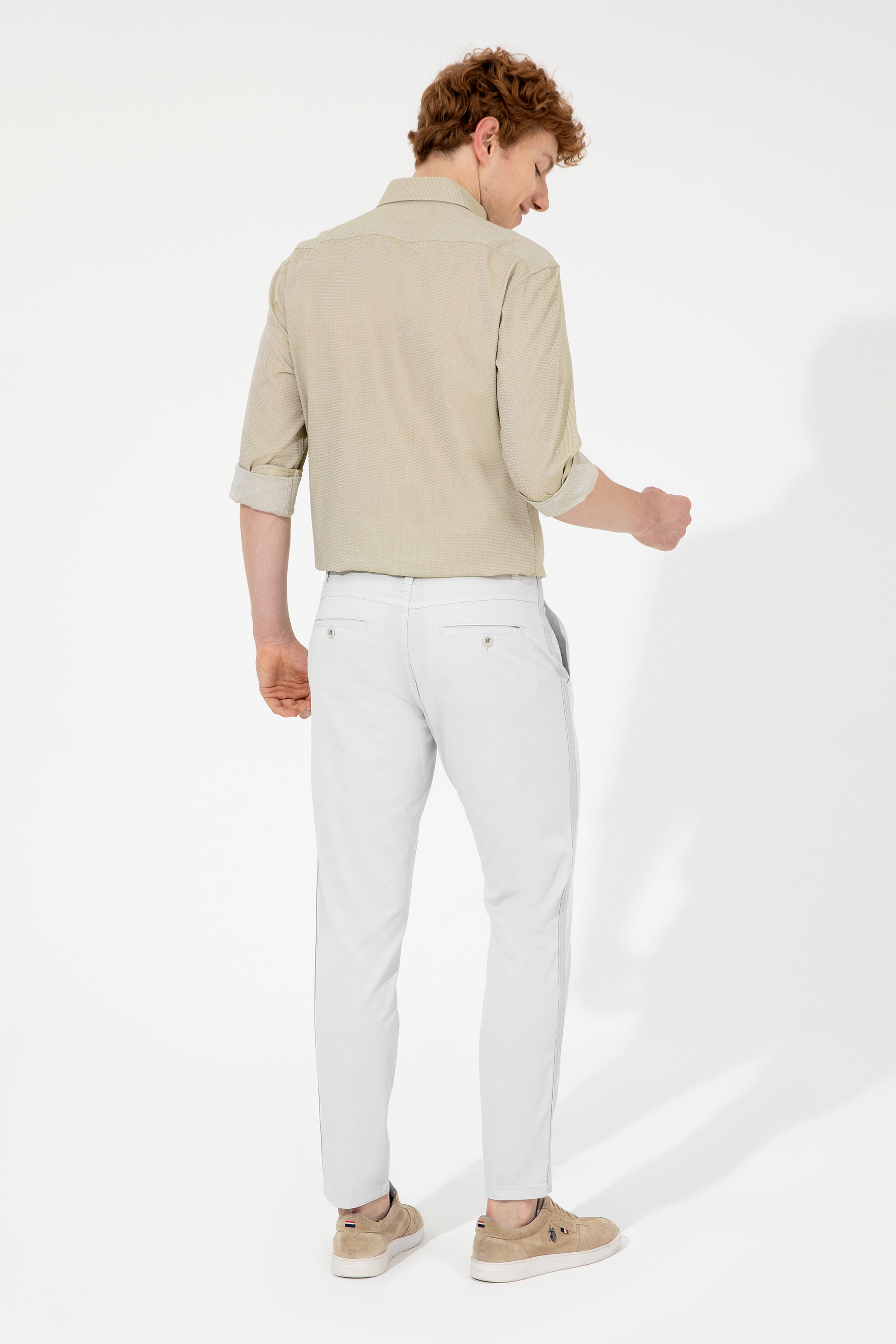 Erkek Carrot Fit Açık Gri Kanvas Pantolon - Image 4