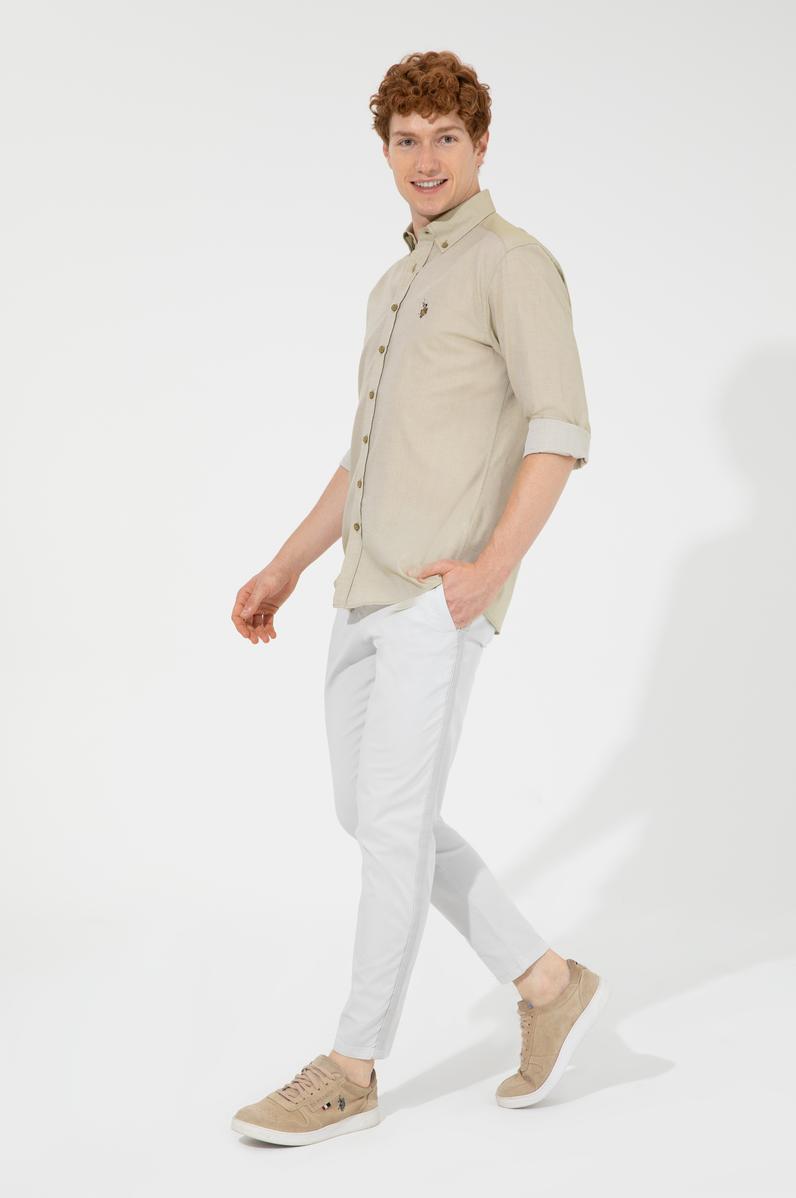 Erkek Açık Gri Kanvas Pantolon