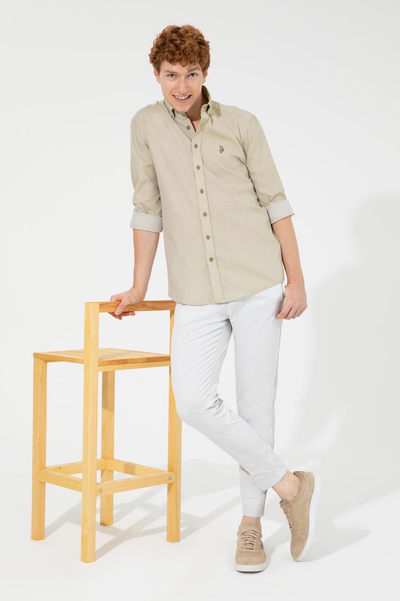 Erkek Açık Gri Kanvas Pantolon - 50246113005