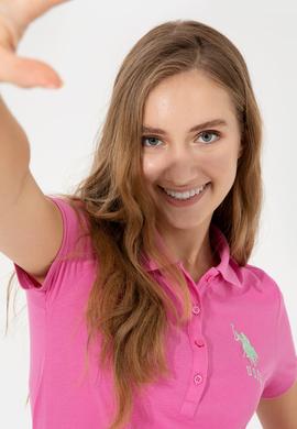 Kadın Pembe Basic Polo Yaka Tişört - 50246283074