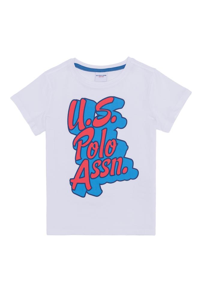 Erkek Çocuk Beyaz Bisiklet Yaka Tişört