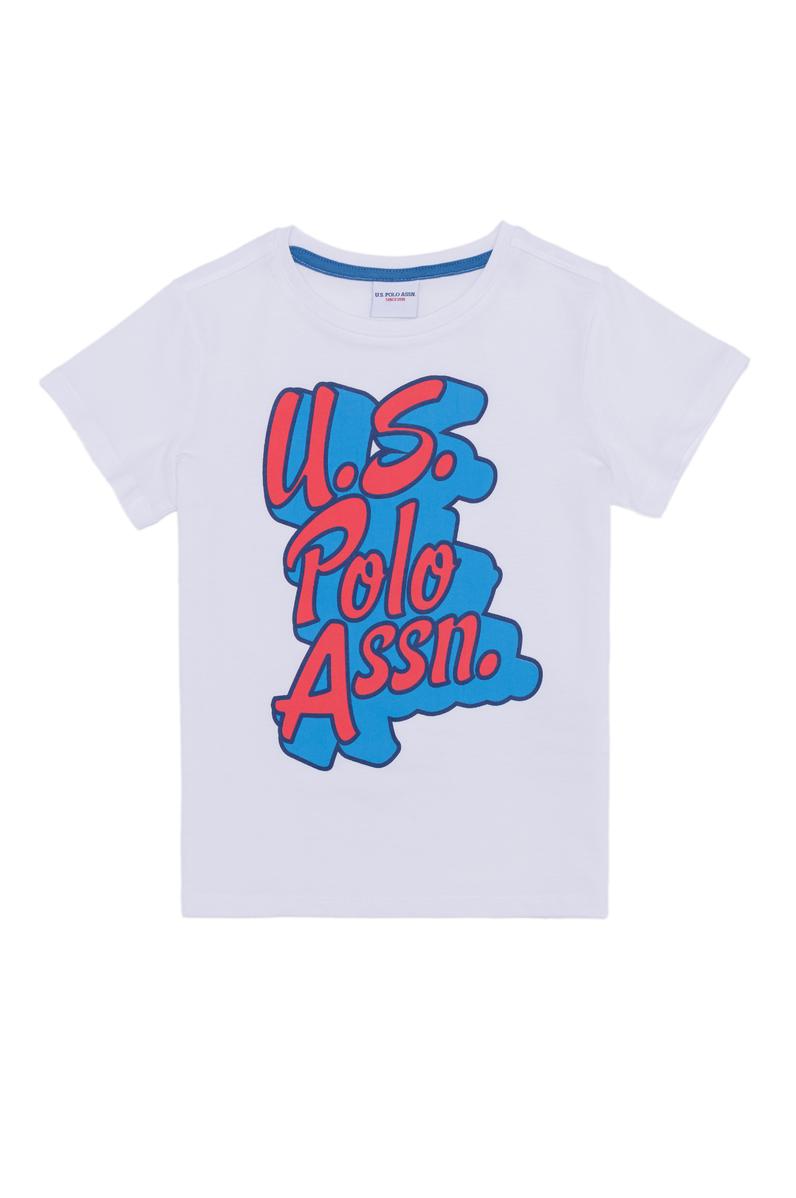 Erkek Çocuk Beyaz Bisiklet Yaka Tişört