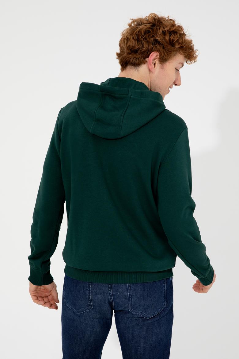 Erkek Yeşil Kapüşonlu Örme Hırka - 50257483004
