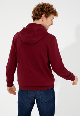 Erkek Vişne Kapüşonlu Örme Hırka - 50257483014