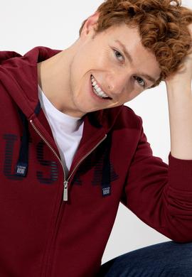 Erkek Vişne Kapüşonlu Örme Hırka - 50257483014