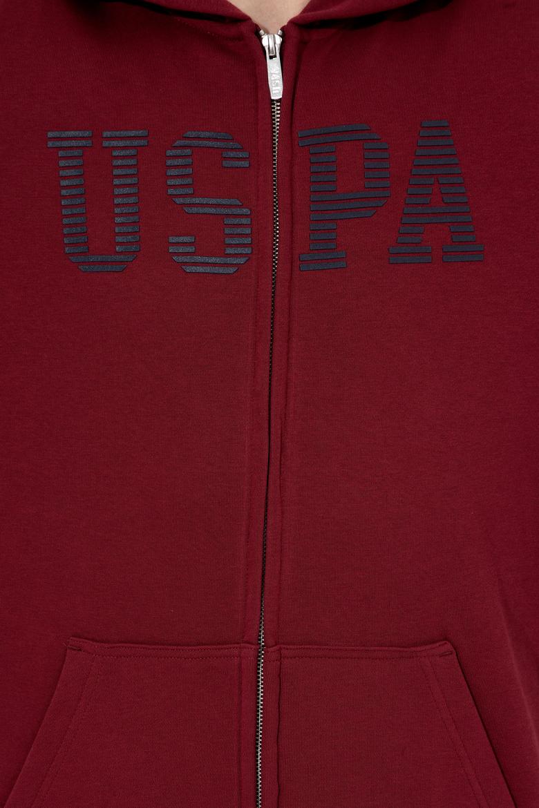 Erkek Vişne Kapüşonlu Örme Hırka - 50257483014