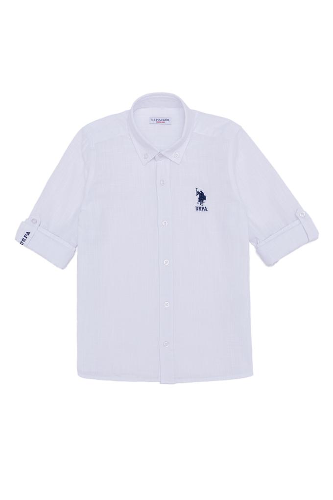 Erkek Çocuk Beyaz Uzun Kollu Basic Gömlek