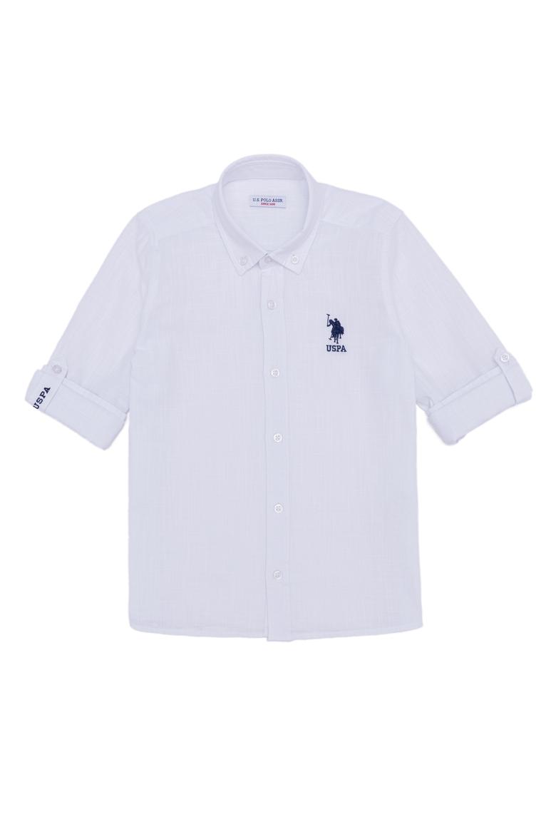 Erkek Çocuk Beyaz Uzun Kollu Basic Gömlek