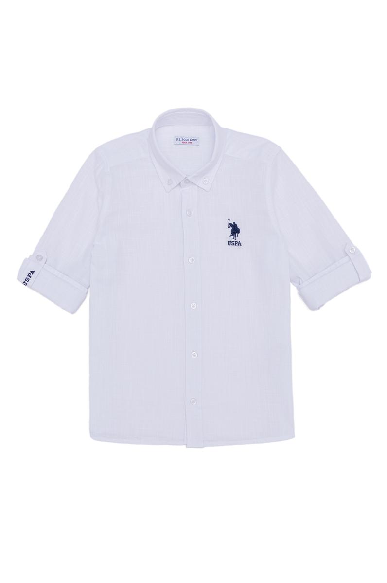 Erkek Çocuk Beyaz Uzun Kollu Basic Gömlek