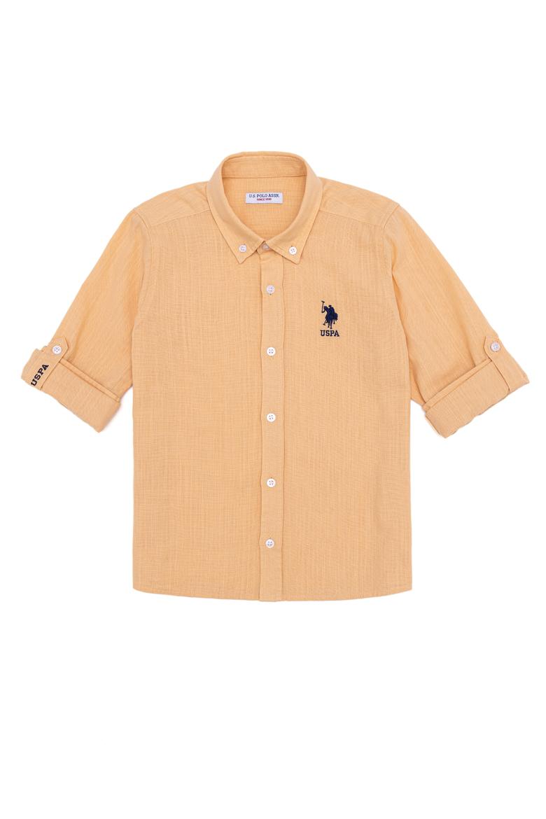 Erkek Çocuk Turuncu Uzun Kollu Basic Gömlek