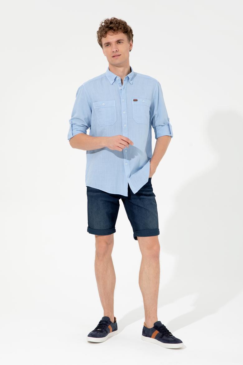 Erkek Mavi Uzun Kollu Gömlek - 50247465024