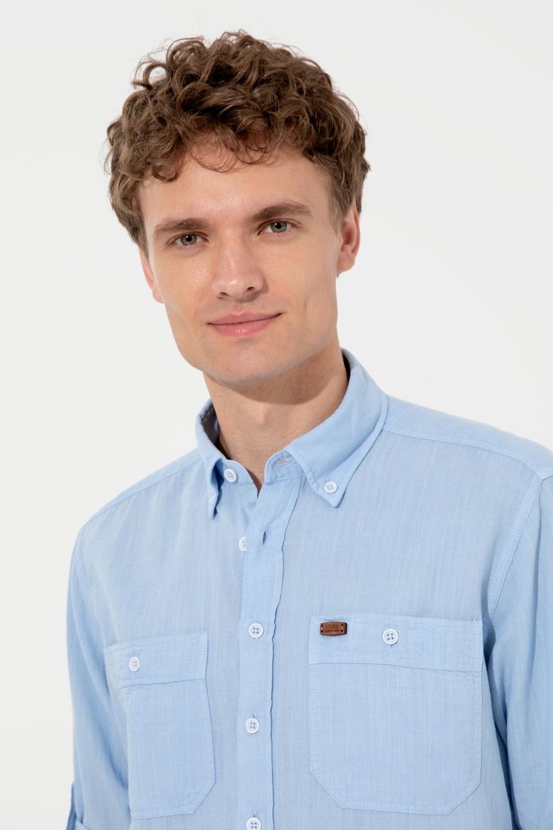 Erkek Mavi Uzun Kollu Gömlek - 50247465024