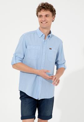 Erkek Mavi Uzun Kollu Gömlek - 50247465024