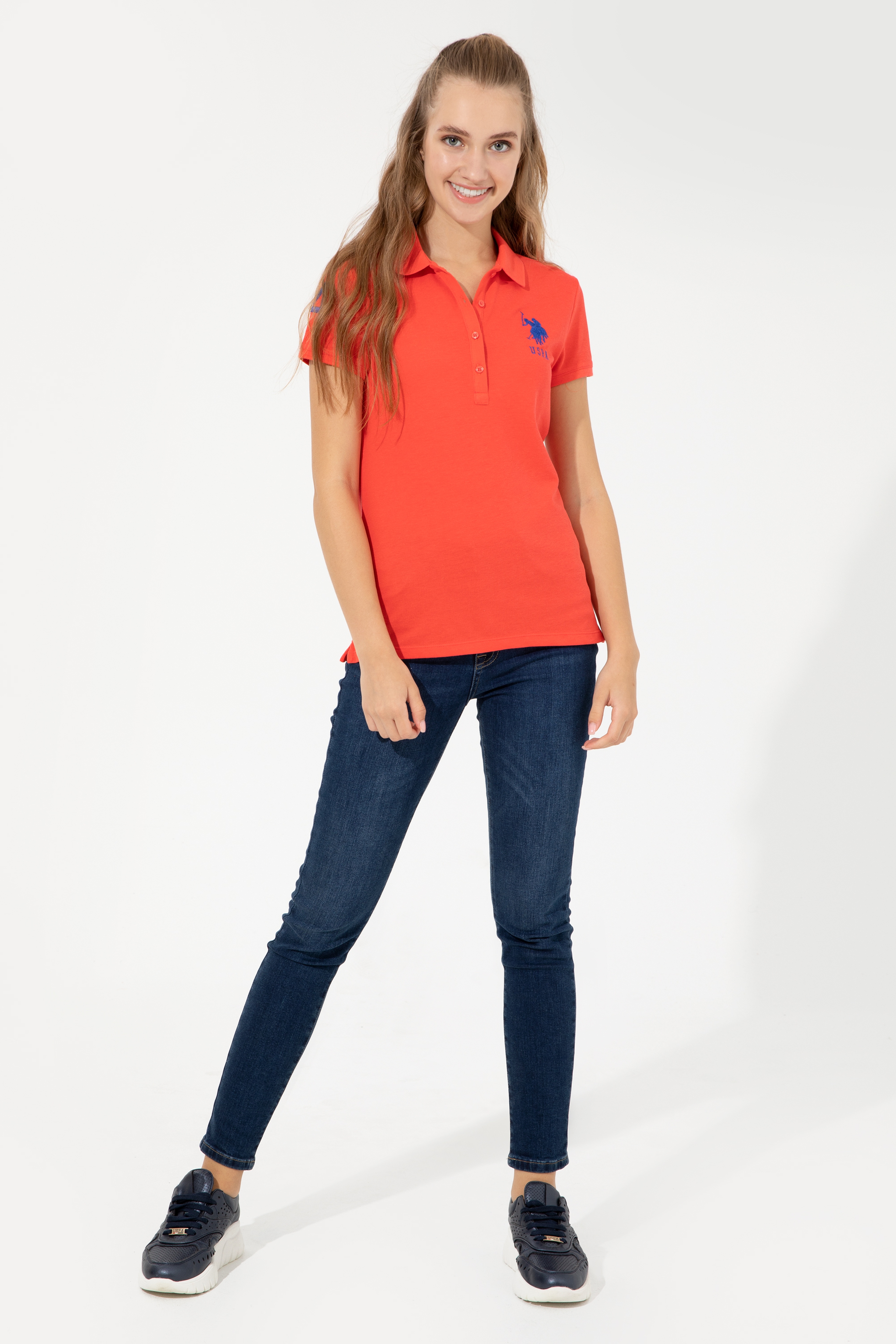 Kadın Kırmızı Basic Polo Yaka Tişört