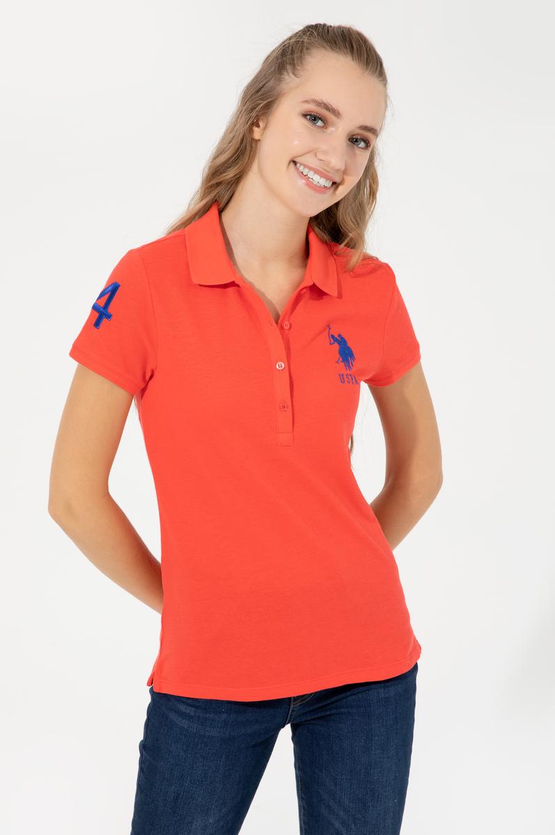 Kadın Kırmızı Basic Polo Yaka Tişört