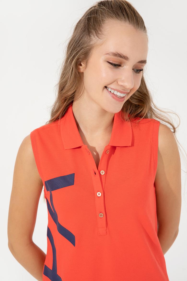 Kadın Kırmızı Polo Yaka Örme Elbise - 50251939048