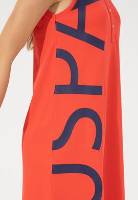 Kadın Kırmızı Polo Yaka Örme Elbise - 50251939048