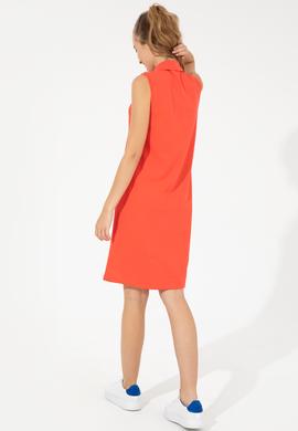 Kadın Kırmızı Polo Yaka Örme Elbise - 50251939048