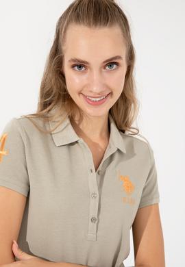 Kadın Haki Basic Polo Yaka Tişört - 50246283063