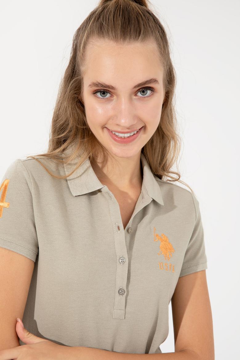 Kadın Haki Basic Polo Yaka Tişört - 50246283063