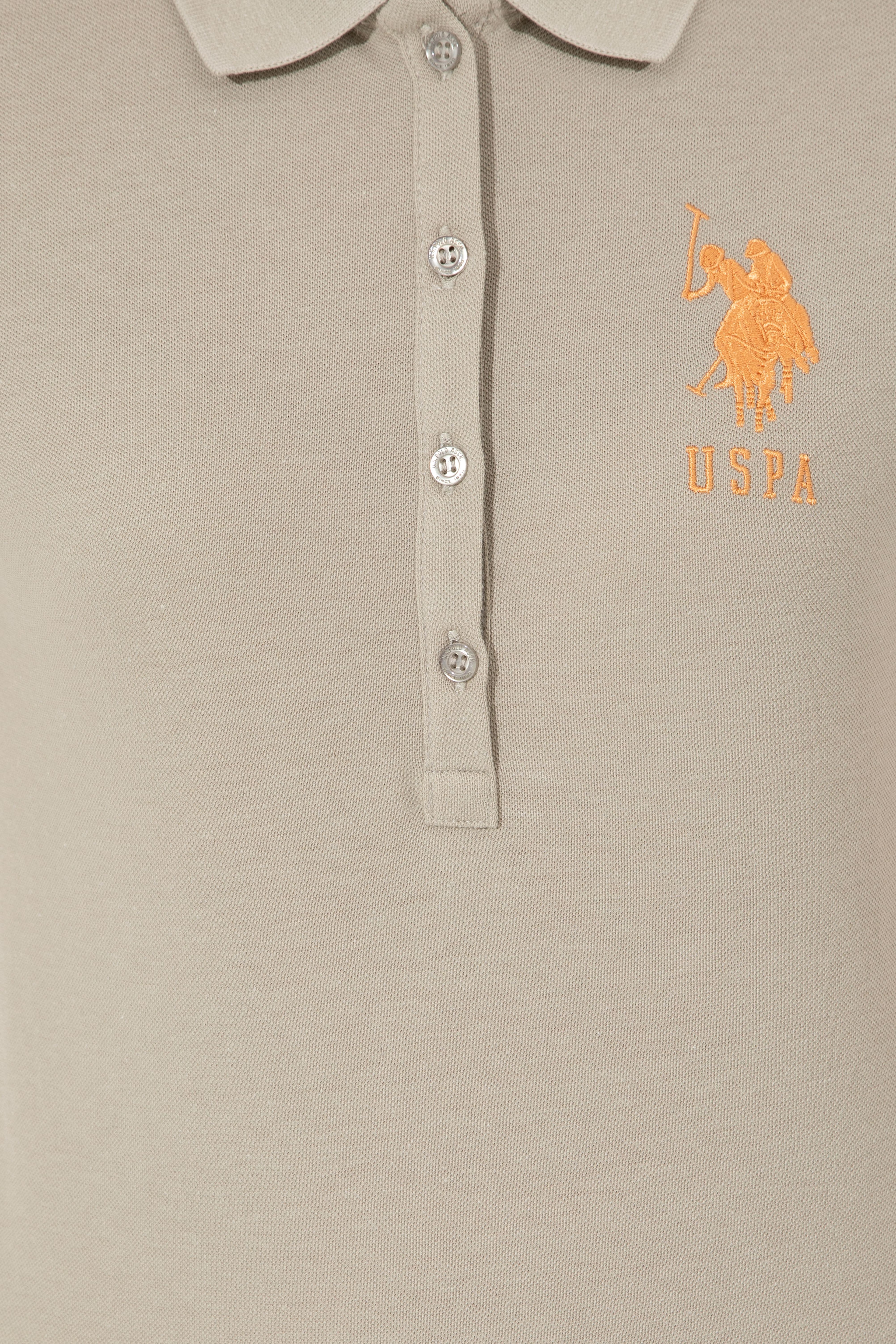 Kadın Haki Basic Polo Yaka Tişört - Image 6