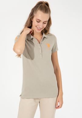 Kadın Haki Basic Polo Yaka Tişört - 50246283063