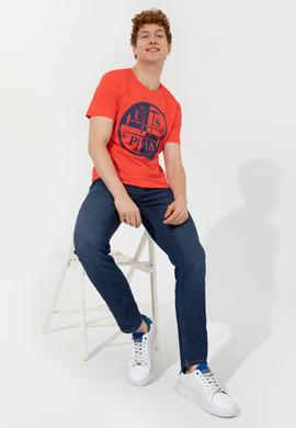 Erkek Kırmızı Bisiklet Yaka Tişört - 50247330175