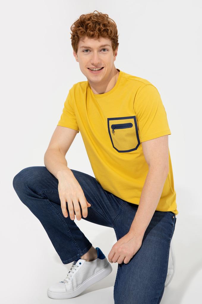 Erkek Safran Bisiklet Yaka Tişört