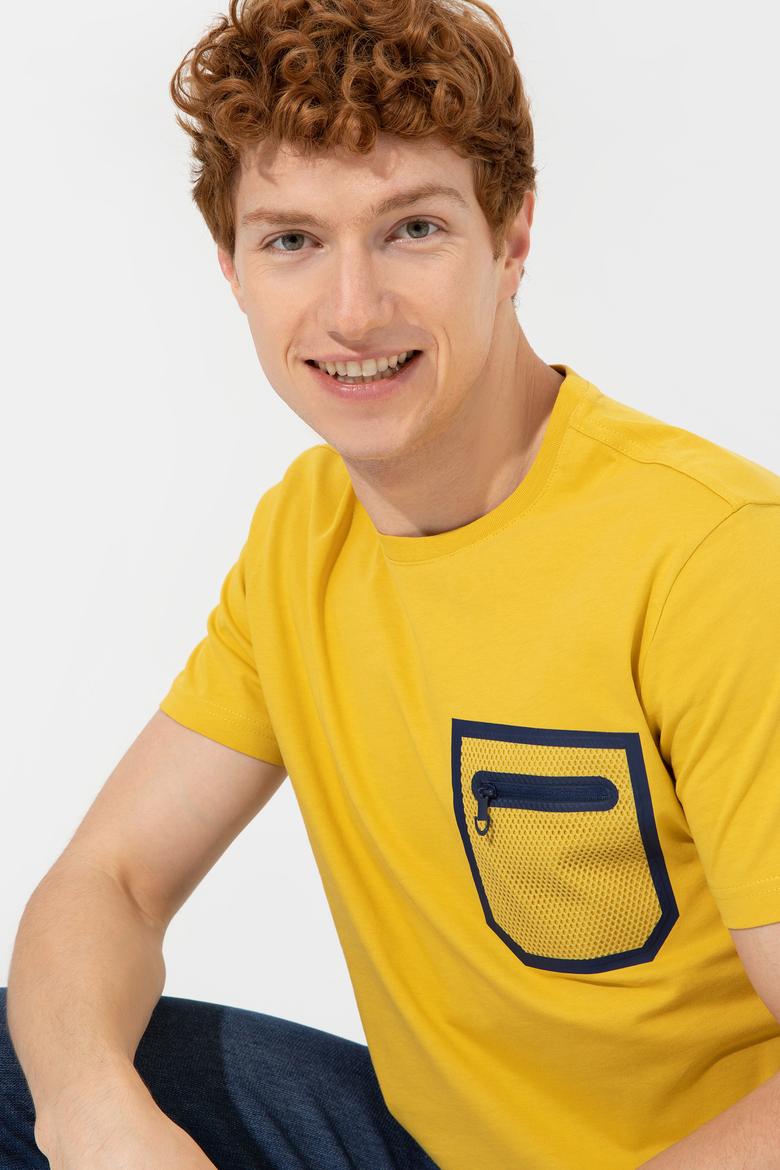 Erkek Safran Bisiklet Yaka Tişört - 50249187017