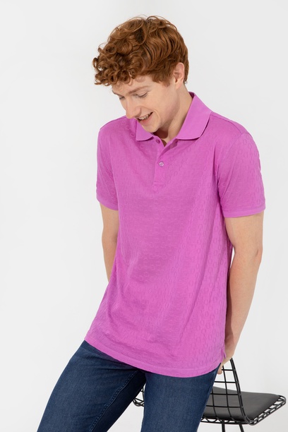 Erkek Menekşe Polo Yaka Tişört