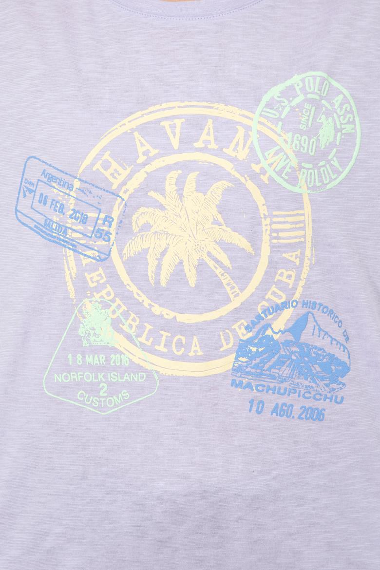 Kadın Lila Bisiklet Yaka Tişört - 50248989016