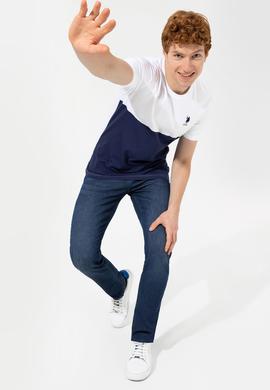 Erkek Beyaz Bisiklet Yaka T-Shirt - 50247328010