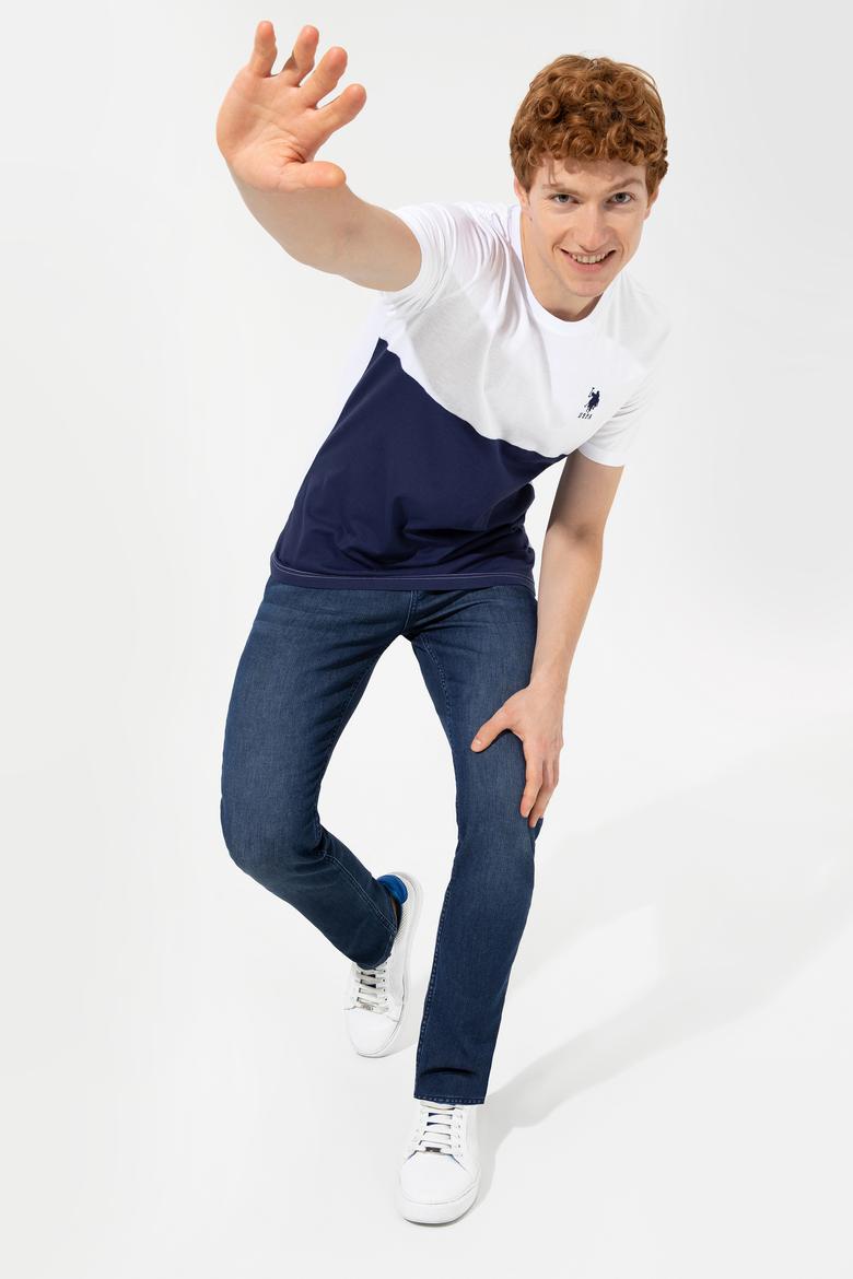 Erkek Beyaz Bisiklet Yaka T-Shirt