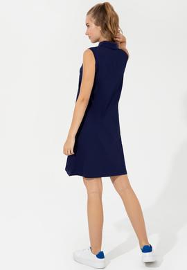 Kadın Lacivert Polo Yaka Örme Elbise - 50251939032